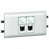 078673 Розетка компьютерная 2xRJ45 Legrand MOSAIC, скрытый монтаж, белый, 078673