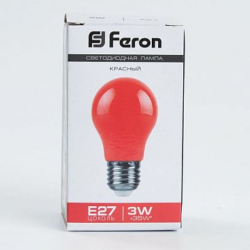 25924 Лампа светодиодная,  (3W) 230V E27 красный A50, LB-375  - фотография 4