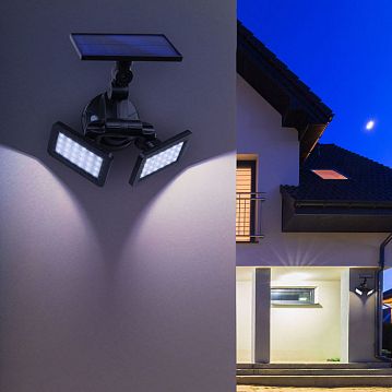 Б0044489 ERAFS020-41 ЭРА Фасадный светильник с двумя световыми панелями на солнечной батарее,2х24LED,180lm (6/12/180)