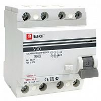 elcb-4-80-100-em-pro УЗО EKF PROxima 4P 80А 4.5 кА, 100 мА (AC), elcb-4-80-100-em-pro