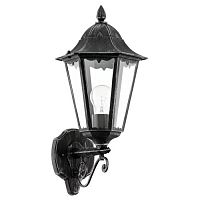 93457 Уличный светильник настенный NAVEDO, 1х60W(E27), H475, литой алюм., черный, серебр. патина/сте