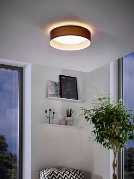 31593 Светодиодный светильник потолочный PASTERI, 12W (LED), Ø320, белый/текстиль, антрацит-коричневый, 31593  - фотография 2