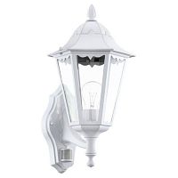 93447 Уличный светильник настенный NAVEDO с датч. движения, 1х60W(E27), H425, литой алюм., белый/сте