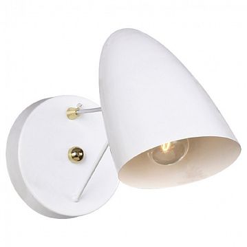 1758-1W Humpen настенный светильник D300*W125*H150, 1*E14*40W, excluded; металлический каркас белого цвета, декоративные элементы золотого цвета, 1758-1W