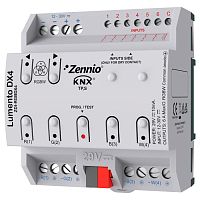 ZDI-RGBDX4 Контроллер LED ламп KNX Lumento DX4, управление LED постоянным напряжением, 4-x канальный (RGBW), выходное напряжение 12/24В=, нагрузка до 6А на канал, питание 12..30В=, ручное управление, на DIN рейку, 4.5TE
