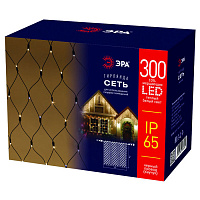 Б0051898 Гирлянда ЭРА ERAPS-SKW2 светодиодная новогодняя сеть 2x3 м тёплый белый свет 300 LED черный каучук