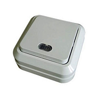 SQ1801-0009 Выключатель 1-клавишный TDM Electric ЛАДОГА с подсветкой, открытый монтаж, белый, SQ1801-0009