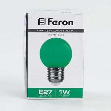 25117 Лампа светодиодная, (1W) 230V E27 зеленый G45, LB-37  - фотография 3