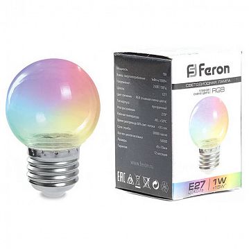 38130 Лампа светодиодная,  (3W) 230V E27 RGB G60, LB-371 прозрачный быстрая смена цвета