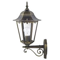 1808-1W London уличный светильник D260*W190*H515, 1*E27*100W, IP44, excluded; металл черный с золотой патиной, плафон из прозрачного стекла