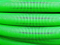 140916 Труба гибкая двустенная дренажная д.160мм, класс SN6, перфорация 360 град., цвет зеленый (упак. 50м)
