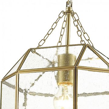 1948-1P Quadratum подвесная люстра L275*W275*H400/1190, 1*E27*60W, excluded; металл цвета окрашенное золото, пузырьковое стекло, 1948-1P  - фотография 2