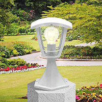 Б0051199 Садово-парковый светильник ЭРА НТУ 07-40-001 Валенсия белый 4 гранный напольный IP44 Е27 max40Вт