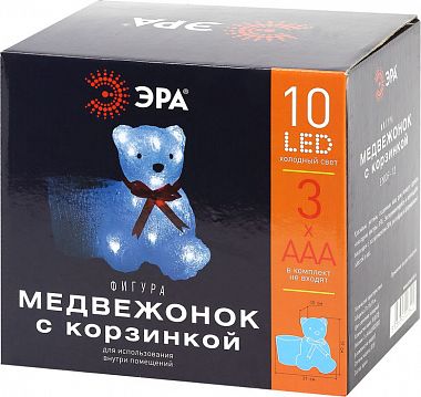Б0047974 ENIOF - 12 ЭРА Фигура LED Медвежонок с корзинкой, 3АА (12/48)  - фотография 4