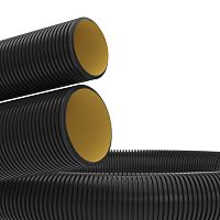 Двустенная труба ПНД гибкая для кабельной канализации д.110мм с протяжкой, SN8, 500Н,  в бухте 50м, цвет черный (упак. 50М)