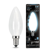 103201205 Лампа Gauss Filament Свеча 5W 450lm 4100К Е14 milky LED 1/10/50