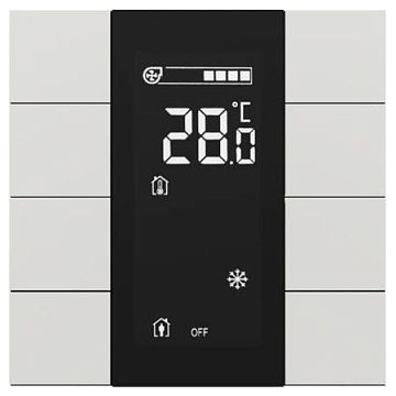 ITR340-1803 Выключатель / комнатный контроллер с ЖК-дисплеем iSwitch+ 8-кнопочный, встроенные датчики температуры, влажности, освещенности, LED индикация, 2 унив. входа, с BCU, материал пластик, цвет белый матовый