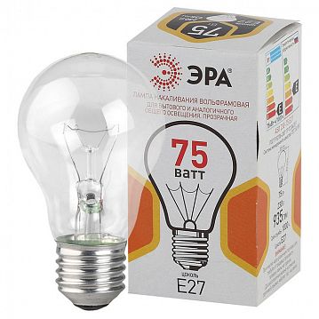 Б0039123 Лампочка ЭРА A50 75Вт Е27 / E27 230В груша прозрачная цветная упаковка  - фотография 3