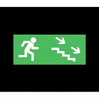 ЭЗ Эвакуационный выход по лестнице направо-вниз (125х250) ; самоклеющаяся транслюцентная пленка, 125х250 мм