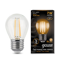 105802107 Лампа Gauss Filament Шар 7W 550lm 2700К Е27 LED 1/10/50