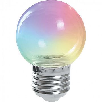 38132 Лампа светодиодная, (1W) 230V E27 RGB G45, LB-37 прозрачный плавная смена цвета  - фотография 2