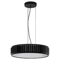 390054 390054 Подвесной потолочный светильник (люстра) FIRENZUOLA, LED 36W, 3300lm, H1500, Ø530, сталь, пластик, черный, белый/текстиль, хрусталь, черный, прозрачный