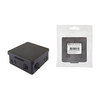 SQ1401-0912 Распаячная коробка ОП 80х80х50мм, крышка, IP54, 7вх., черная, инд. штрихкод TDM