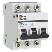 mcb4729-3-25C Автоматический выключатель EKF Basic 3P 25А (C) 4.5кА, mcb4729-3-25C