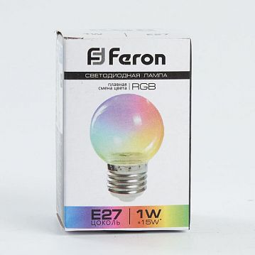 38132 Лампа светодиодная, (1W) 230V E27 RGB G45, LB-37 прозрачный плавная смена цвета  - фотография 4