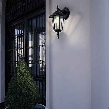 22467 22467 Уличный светильник настенный LATERNA 4, 1х60W(E27), H350, алюминий, черный/стекло  - фотография 3