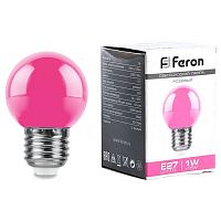 38123 Лампа светодиодная, (1W) 230V E27 розовый G45, LB-37
