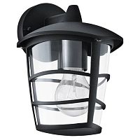 93098 Уличный светильник настенный ALORIA, 1х60W(E27), H225, алюминий, черный/пластик прозрачный
