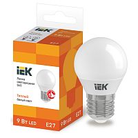 LLE-G45-9-230-30-E27 Лампа LED G45 шар 9Вт 230В 3000К E27 IEK