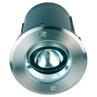 3039-1U Earthen уличный светильник L108*W108*H128 1*LED*6.5W, 515LM, 4000K, IP67, included встраиваемый в асфальт светильник, каркас черный, декоративное кольцо в цвете никель, отражатель из закаленного прозрачного стекла, IP67