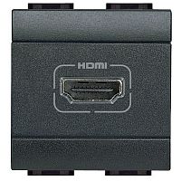 L4284 Розетка HDMI BTicino LIVING LIGHT, скрытый монтаж, антрацит, L4284
