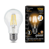 102802110-S Лампа Gauss Filament А60 10W 930lm 2700К Е27 шаг. диммирование LED 1/10/40