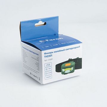 41680 Фонарь налобный светодиодный аккумуляторный 3W 1COB, USB IP44, пластик, TH2301  - фотография 5