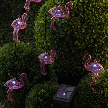 Б0038508 ERADG012-07 ЭРА Садовая гирлянда 10 подсвечиваемых  светодиодами фламинго.Общая длина от солнечной п  - фотография 4