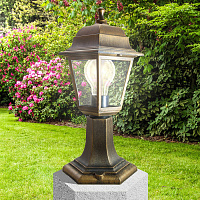 Б0048100 Садово-парковый светильник ЭРА НТУ 04-60-001 Оскар бронза 4 гранный напольный IP44 Е27 max60Вт