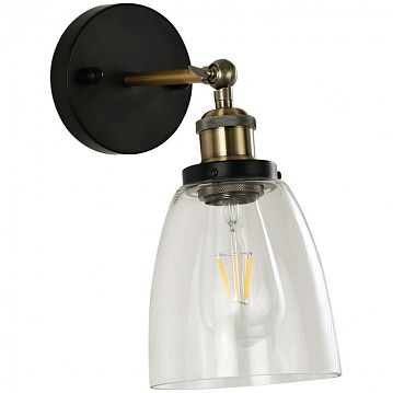 1874-1W Cascabel настенный светильник D280*W145*H300, 1*E27*60W, excluded; сочетание металла коричневого и бронзового цвета, прозрачный стеклянный плафон, 1874-1W  - фотография 2