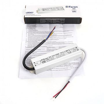 48052 Трансформатор электронный для светодиодной ленты 20W 12V IP67 (драйвер), LB007  - фотография 5