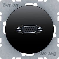 3315402045 Розетка VGA Berker, скрытый монтаж, черный блестящий, 3315402045