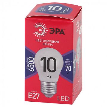Б0045355 Лампочка светодиодная ЭРА RED LINE LED P45-10W-865-E27 R E27 / Е27 10Вт шар холодный дневной свет  - фотография 2