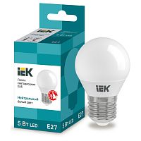 LLE-G45-5-230-40-E27 Лампа LED G45 шар 5Вт 230В 4000К E27 IEK
