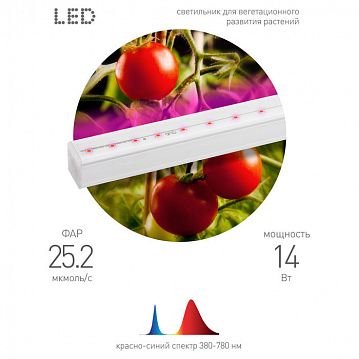 Б0045232 Светильник для растений, фитолампа светодиодная линейная ЭРА FITO-14W-Т5-N красно-синего спектра 14 Вт Т5  - фотография 6