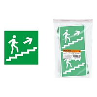 SQ0817-0047 Знак Направление к эвакуационному выходу (по лестнице направо вверх) 150х150мм TDM