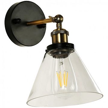 1875-1W Cascabel настенный светильник D235*W185*H260, 1*E27*40W, excluded; сочетание металла коричневого и бронзового цвета, прозрачный стеклянный плафон, 1875-1W  - фотография 2