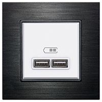 ITR270-0221 Двойное зарядное устройство USB 2.0 2.1A - Белый // (без рамки)