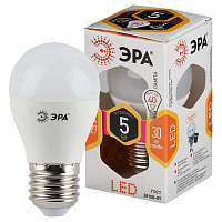 Б0028486 Лампочка светодиодная ЭРА STD LED P45-5W-827-E27 E27 / Е27 5Вт шар теплый белый свeт