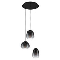 900196 900196 Подвесной потолочный светильник AGUILARES, 3x40W, E27, H1100, ?430, сталь, черный/матовое стекло, темно-серый полупрозрачный